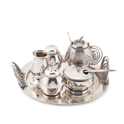 SPANISH SILVER CRUET, CIRCA 1970.