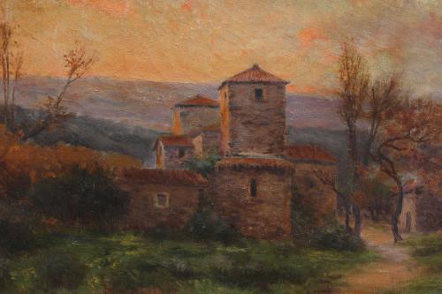 AURELI TOLOSA I ALSINA (1861-1938) "PAISAJE CON IGLESIA".