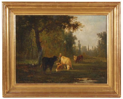 ANTONIO CORDERO CORTÉS (1827-1908). &quot;PAISAJE CON VACAS&quot;.