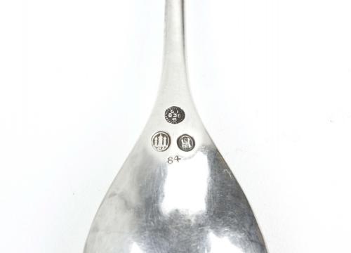 GEORG JENSEN (1866-1935). JUEGO DE SEIS CUCHARILLAS EN PLAT