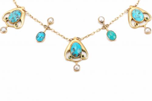 GOLD AND TURQUOISES NECKLACE.