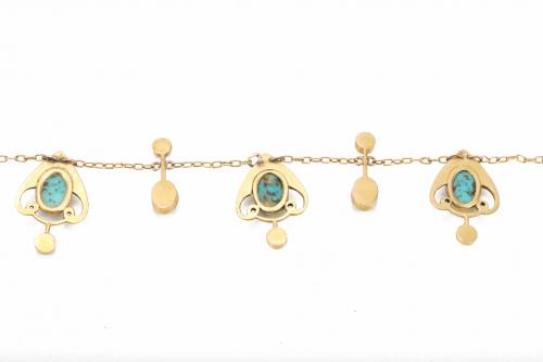 GOLD AND TURQUOISES NECKLACE.
