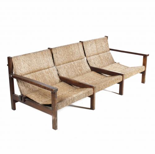 PAIR OF SPANISH ARMCHAIRS AND SOFA, CIRCA 1950-1960.