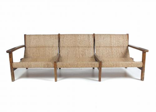 PAIR OF SPANISH ARMCHAIRS AND SOFA, CIRCA 1950-1960.