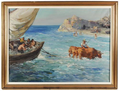 FRANCISCO RODRÍGUEZ SÁNCHEZ-CLEMENT, "SANCLEMENT" (1893-1968). "TIRANDO DE LA BARCA".