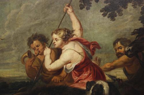 VINCENT MALO (1606/1607-1650). "ATALANTA Y MELEAGRO CAZANDO