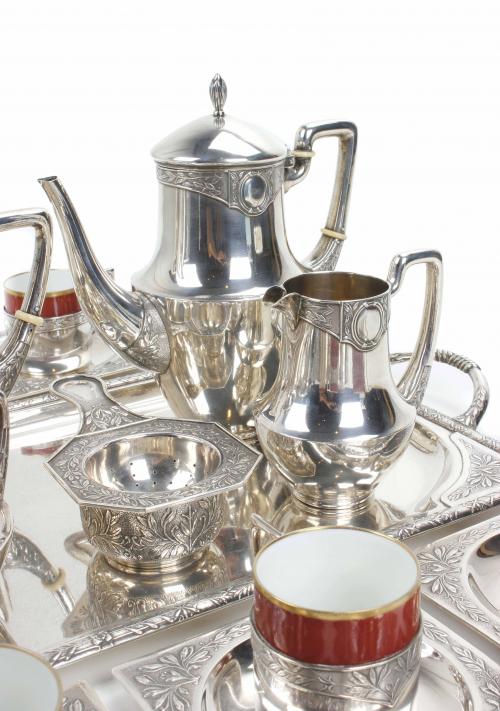 MASRIERA I CARRERAS. BARCELONA TEA AND COFFEE SET IN SILVER