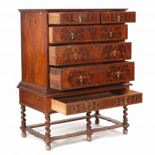 "HIGHBOY", CÓMODA ALTA INGLESA ESTILO WILLIAM AND MARY, FIN