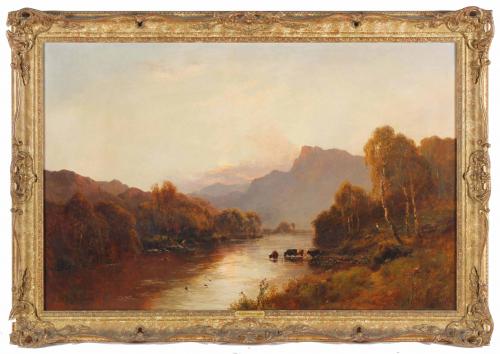 ALFRED DE BREANSKI (1852-1928). "ATARDECER EN LAS MONTAÑAS ESCOCESAS".