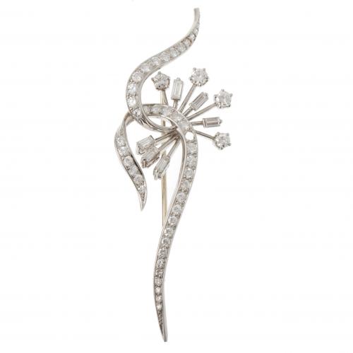 BROCHE DE DIAMANTES, AÑOS 50.