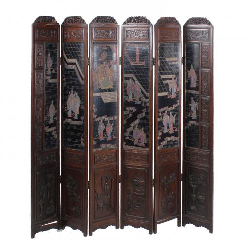 CHINESE COROMANDEL FOLDING SCREEN, FIRST HALF 20TH CENTURY.