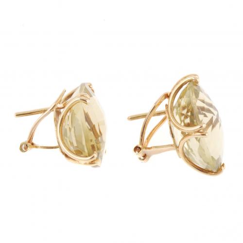 EARRINGS WITH FACETED CITRINE QUARTZ.
