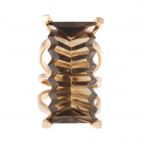 SMOKY QUARTZ RING.