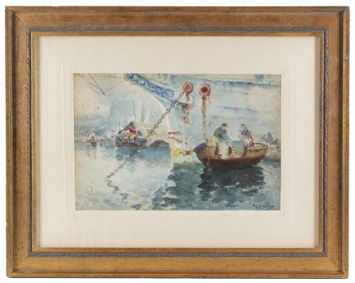 ANDRÉS LARRAGA Y MONTANER (1861-1931). "VISTA PORTUARIA" Y 
