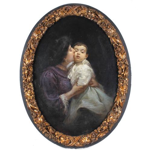 JULIO BORRELL (1877-1957). "EL BESO MATERNO", 1907.