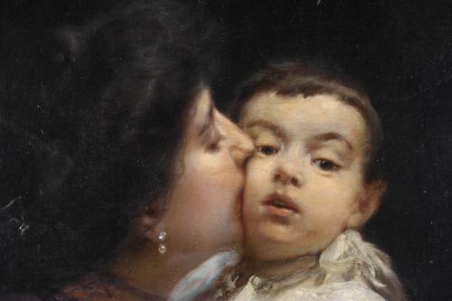 JULIO BORRELL (1877-1957). "EL BESO MATERNO", 1907. 