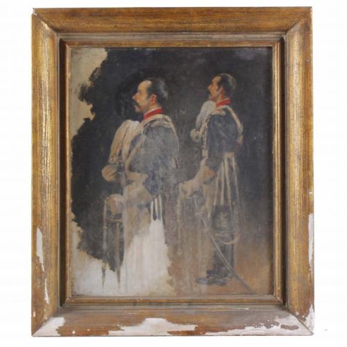 ESCUELA ESPAÑOLA, FIN. SIGLO XIX. "MILITARES".