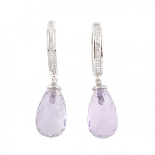 AMETHYST CREOLE EARRINGS.