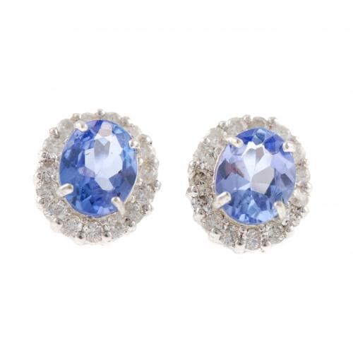 DIAMONDS AND TANZANITES EARRINGS.