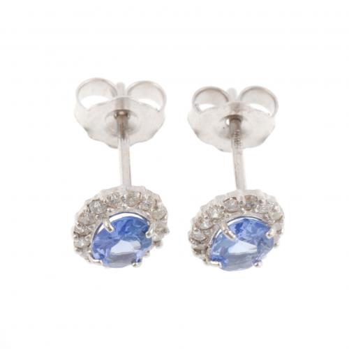 PENDIENTES CON DIAMANTES Y TANZANITAS.