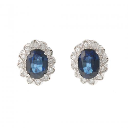 SAPPHIRES ROSETTE EARRINGS.