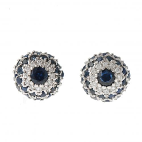 DIAMONDS AND SAPPHIRES EARRINGS.