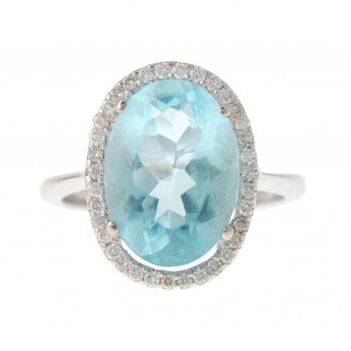 TOPAZ AND DIAMONDS RING.