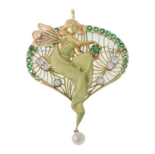 MASRIERA I CARRERAS. PENDANT WITH NYMPH, SECOND HALF 20TH C