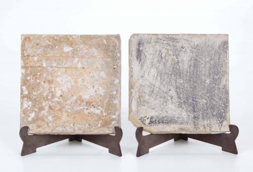 TWO CATALAN "CRAFTS" TILES, 18TH CENTURY. 