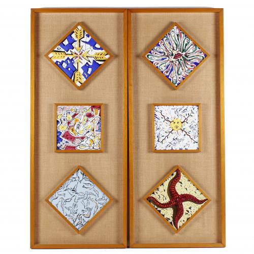 SALVADOR DALÍ I DOMÈNECH (1904-1989) PARA ADEX. SEIS AZULEJOS, 1954.