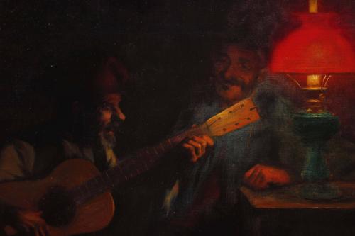 LLUÍS GRANER (1863-1929) "GUITARRISTA EN UNA TABERNA". 