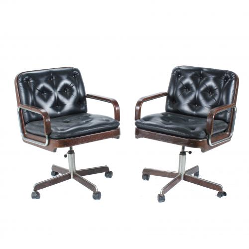 PAIR OF SWIVEL OFFICE CHAIRS, ROLLS MODEL, 1960's.