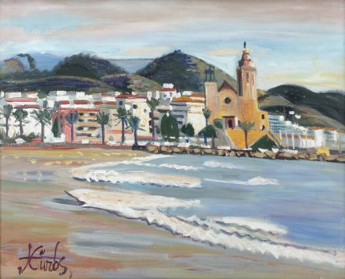 JORDI CURÓS (1930-2017). "SITGES VIEW".
