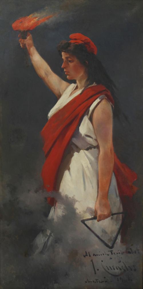 JOSEP CUSACHS I CUSACHS (1851-1908). "MARIANNE O ALEGORÍA DE LA REVOLUCIÓN FRANCESA (?)", 1906. 