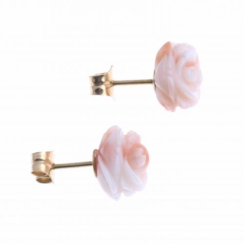 CORAL FLOWER EARRINGS.