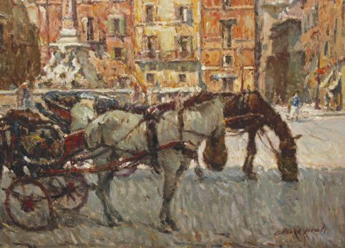 JOSÉ MANUEL CHICO PRATS (1916-2006). "PIAZZA NAVONA, ROMA". 