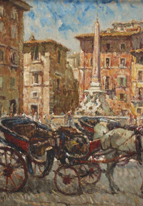 JOSÉ MANUEL CHICO PRATS (1916-2006). "PIAZZA NAVONA, ROMA". 