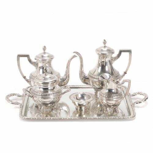 BARCELONA SILVER COFFEE AND TEA SET, MID 20TH CENTURY.