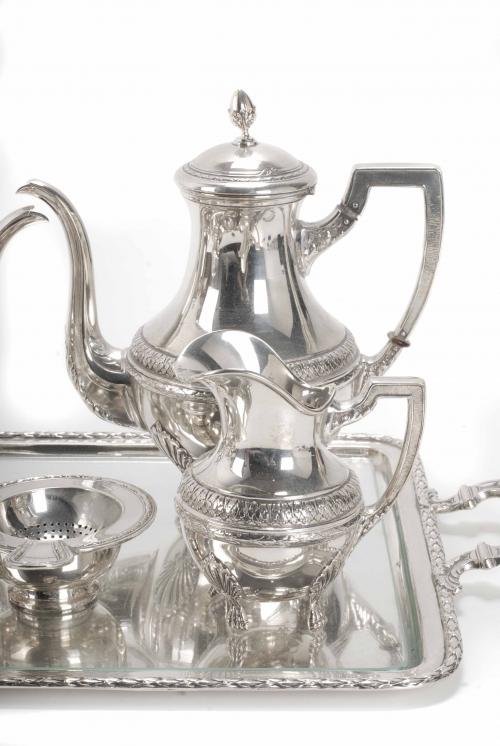 BARCELONA SILVER COFFEE AND TEA SET, MID 20TH CENTURY.