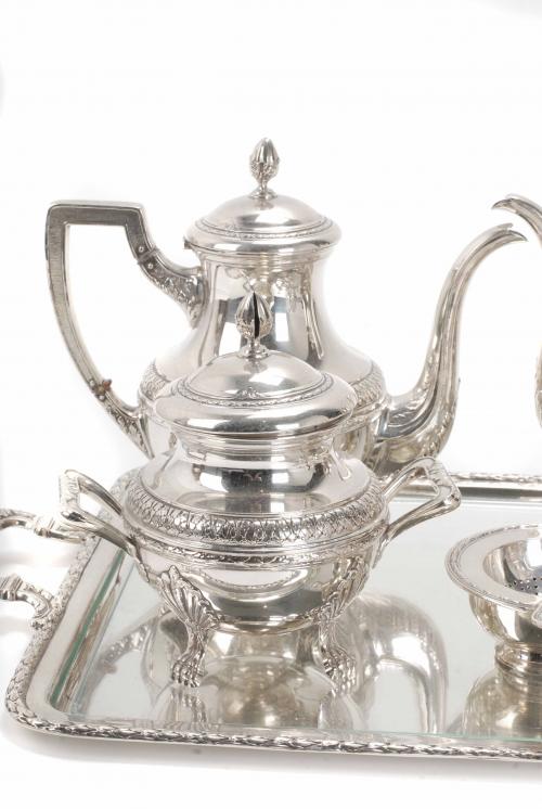 BARCELONA SILVER COFFEE AND TEA SET, MID 20TH CENTURY.