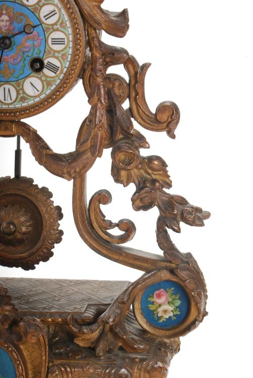 NAPOLEON III STYLE CLOCK WITH TWO CANDLESTICKS, FIRST HALF 