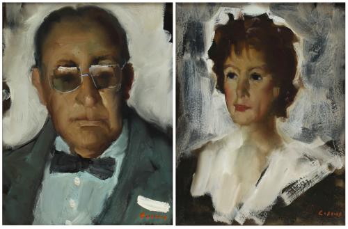 JESUS CASAUS MECHO (1926-2002). "Retratos de Gustavo Camps y su mujer".