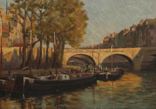 PERE YSERN ALIÉ (1875/76-1946). "BOATS ON THE SEINE". 