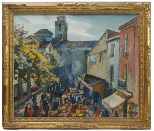 EMILI BOSCH ROGER (1894-1980). "MARKET" AND "RURAL VIEW", 1