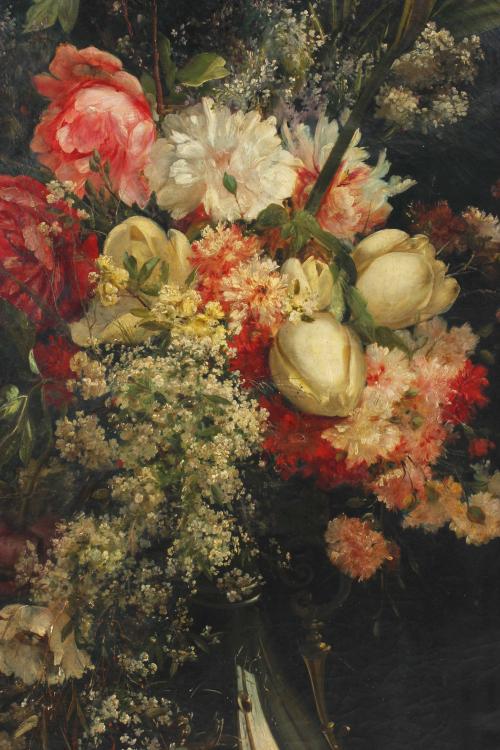 RICARDO MARTÍ AGUILÓ (1868-1936). "FLORES CON PALOMAS". 