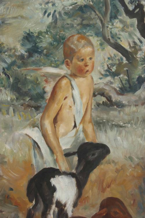 JOSEP OBIOLS PALAU (1894-1967). "ÁNGEL CON CORDEROS".