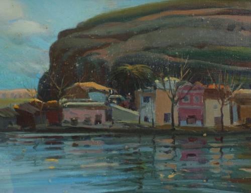 RAMÓN CALSINA BARÓ (1901-1992). "SEASIDE VILLAGE IN MENORCA"