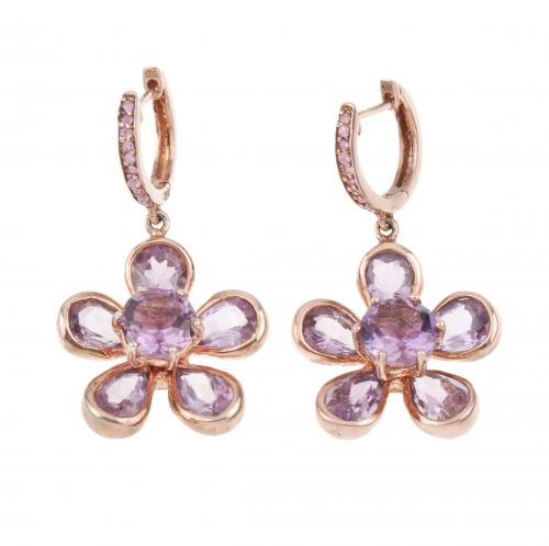 PENDIENTES FLOR AMATISTA.
