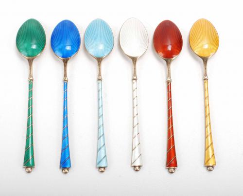 SET OF SIX ELA DENMARK SPOONS IN SILVER, MID 20TH CENTURY