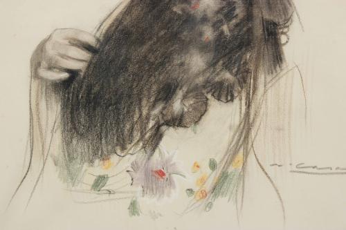 RAMÓN CASAS Y CARBO (1866-1932). "GIRL WITH A PEINETA COMB 